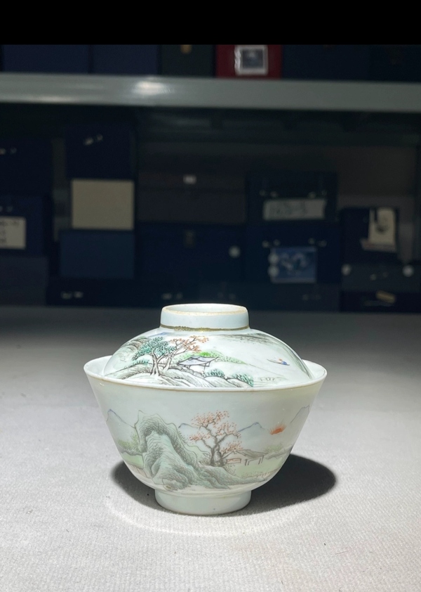 古玩陶瓷民國淺降彩茶碗拍賣,當前價格1680元