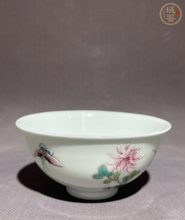 古玩陶瓷粉彩花鳥紋茶圓真品鑒賞圖