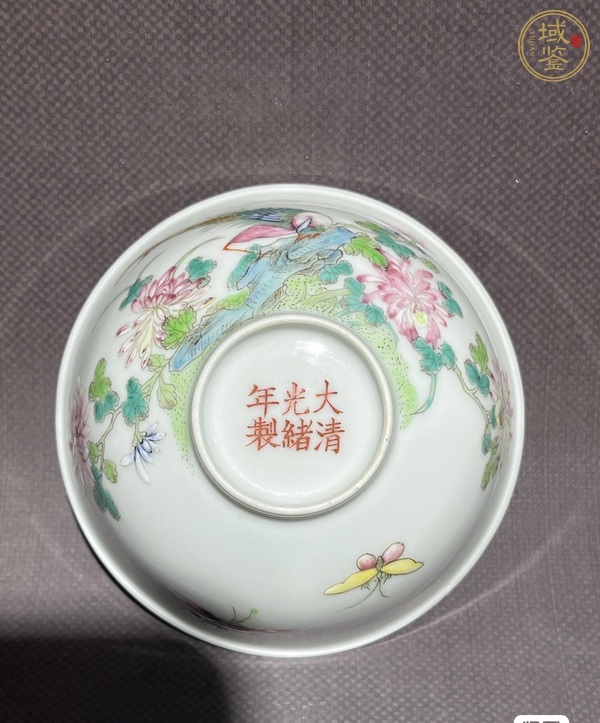 古玩陶瓷粉彩花鳥紋茶圓真品鑒賞圖