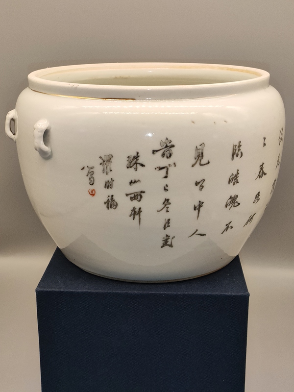 古玩陶瓷民國，粉彩西廂記故事紋大號粥罐拍賣，當前價格2000元