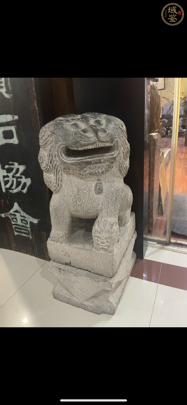 古玩雜項青石獅子一對真品鑒賞圖