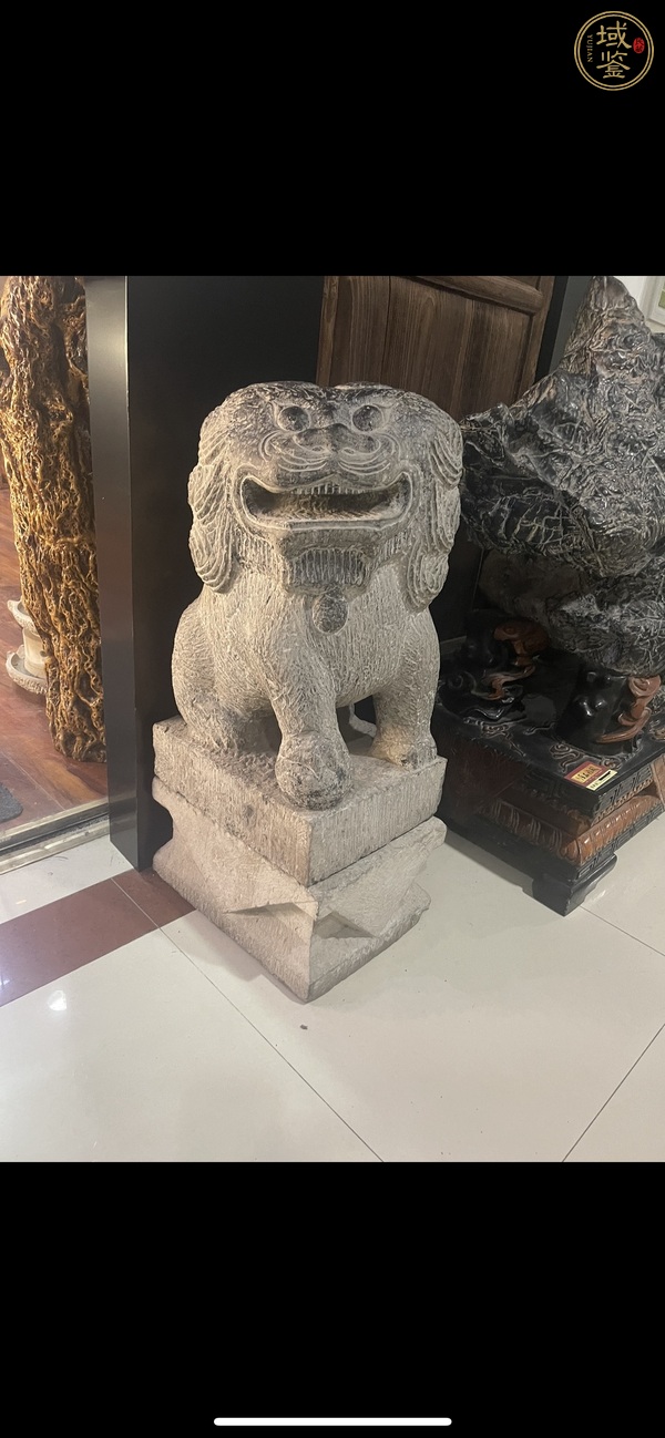 古玩雜項青石獅子一對真品鑒賞圖