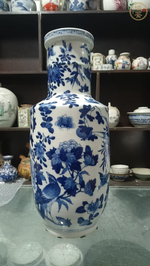 古玩陶瓷花鳥紋青花棒槌瓶真品鑒賞圖