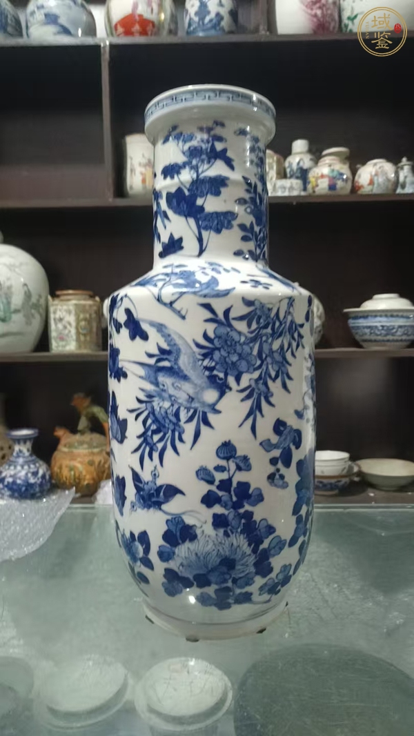 古玩陶瓷花鳥紋青花棒槌瓶真品鑒賞圖