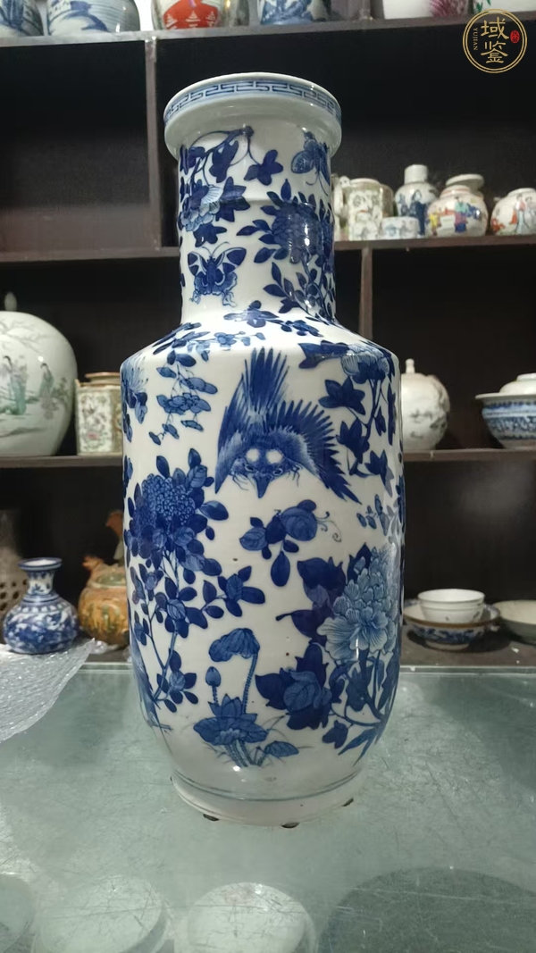 古玩陶瓷花鳥紋青花棒槌瓶真品鑒賞圖