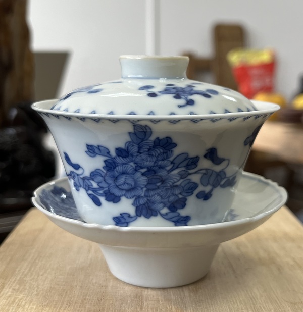 古玩陶瓷青花花卉紋蓋碗拍賣,當前價格6500元