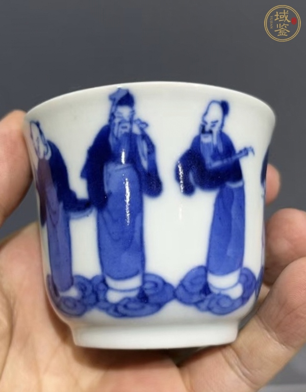 古玩陶瓷青花八仙人物紋杯 真品鑒賞圖