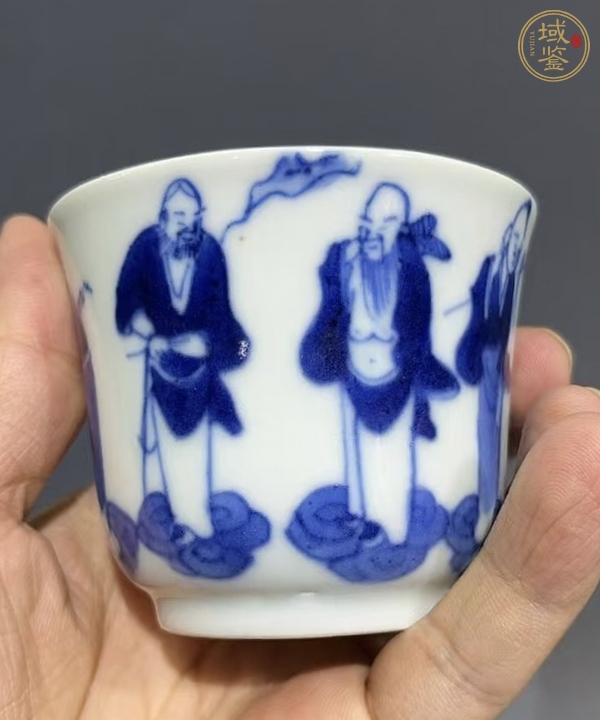 古玩陶瓷青花八仙人物紋杯 真品鑒賞圖