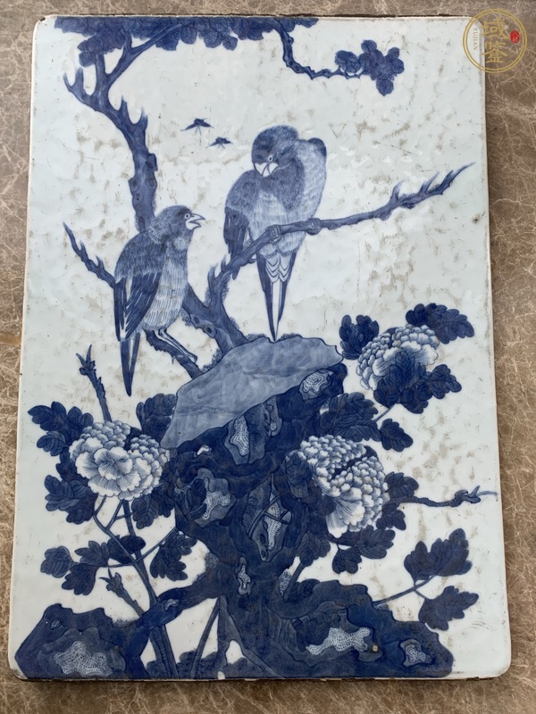 古玩陶瓷青花花鳥紋瓷板 真品鑒賞圖