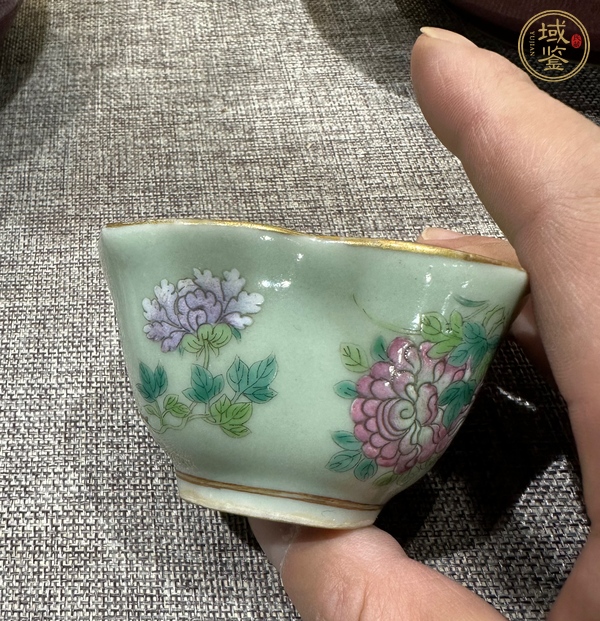 古玩陶瓷豆青釉粉彩杯真品鑒賞圖