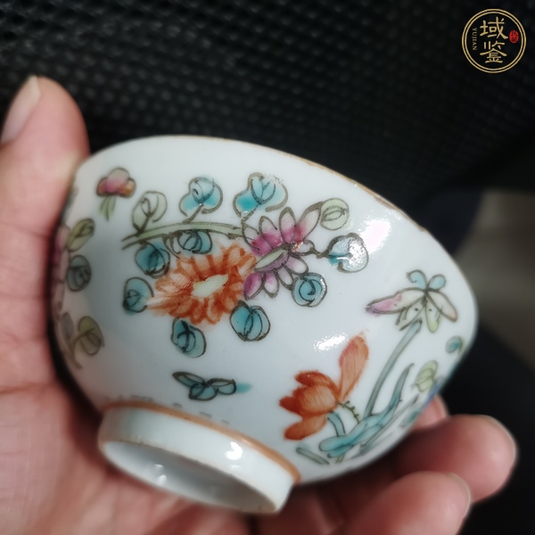 古玩陶瓷花卉紋粉彩茶圓真品鑒賞圖