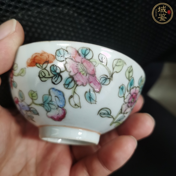 古玩陶瓷花卉紋粉彩茶圓真品鑒賞圖