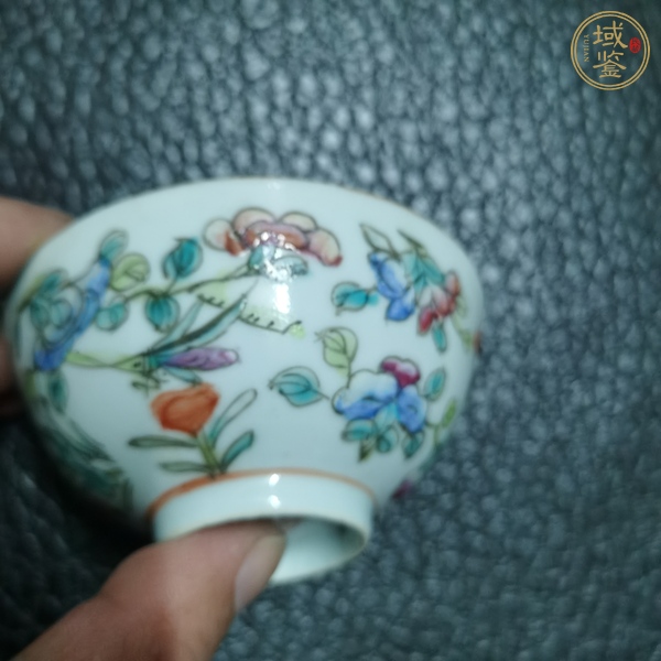 古玩陶瓷花卉紋粉彩茶圓真品鑒賞圖