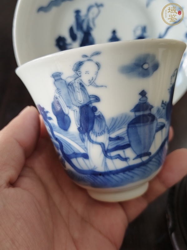 古玩陶瓷青花海屋添籌圖杯碟，注意品相真品鑒賞圖