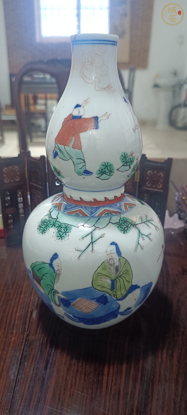 古玩陶瓷青花五彩葫蘆瓶真品鑒賞圖