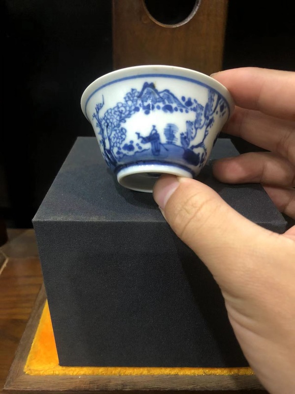 古玩陶瓷（精品品茗杯）清·康熙·訪友圖·青花品茗杯拍賣，當(dāng)前價(jià)格1106元