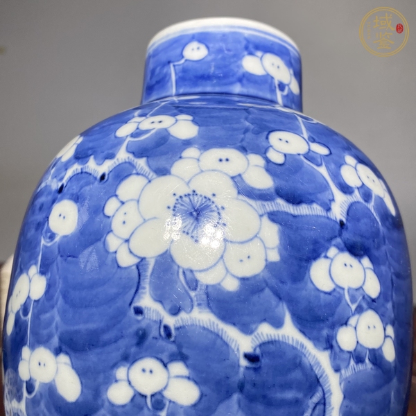 古玩陶瓷青花留白梅紋雞腿蓋瓶真品鑒賞圖