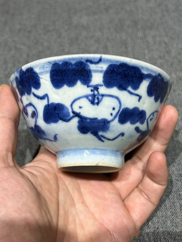 古玩陶瓷清中期青花茶碗拍賣，當(dāng)前價(jià)格450元