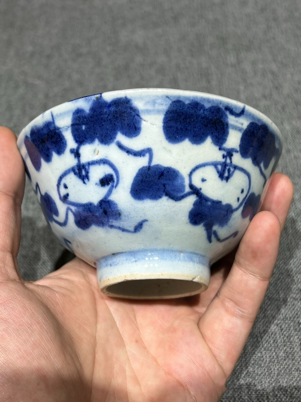 古玩陶瓷清中期青花茶碗拍賣，當(dāng)前價(jià)格450元