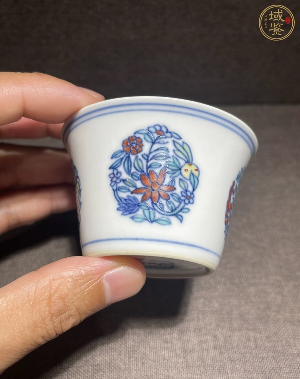 古玩陶瓷青花斗彩馬蹄杯真品鑒賞圖