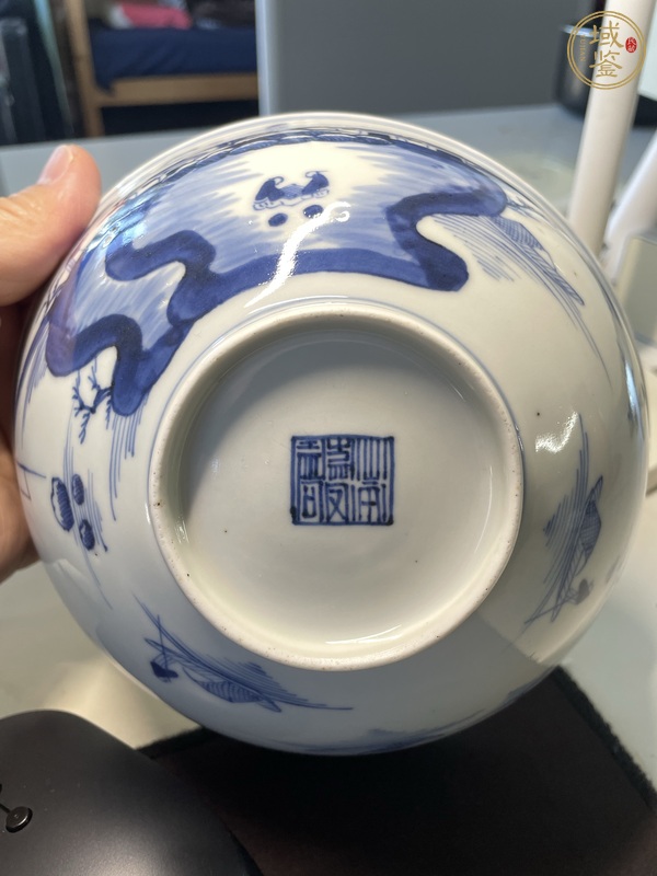 古玩陶瓷青花山水人物紋茶碗真品鑒賞圖