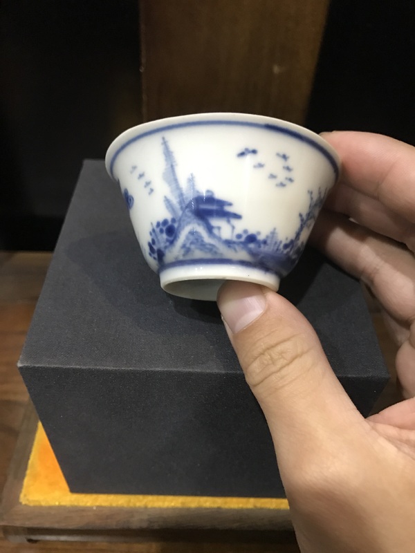 古玩陶瓷（精品品茗杯）清·康熙·訪友圖·青花品茗杯拍賣，當前價格1106元