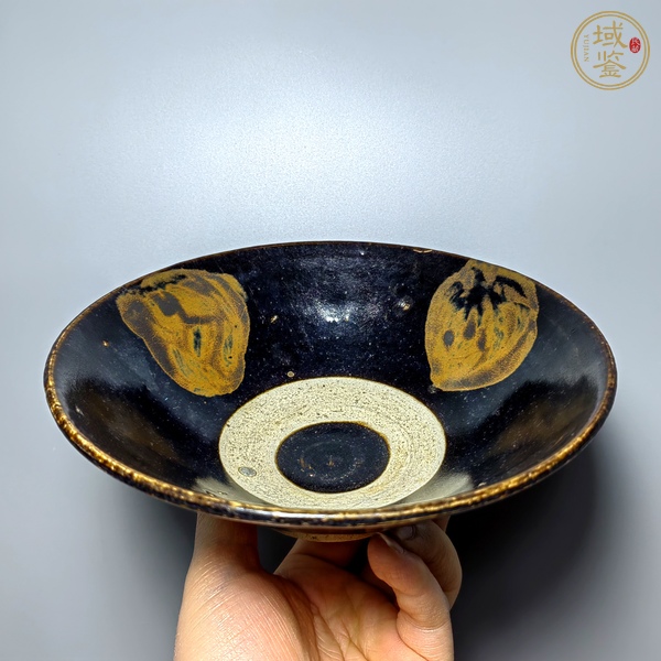 古玩陶瓷元·黑釉鐵銹斑碗 真品鑒賞圖