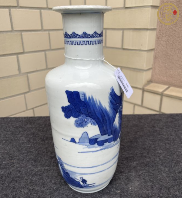 古玩陶瓷最好上手,清康熙青花山水高士圖棒槌瓶真品鑒賞圖