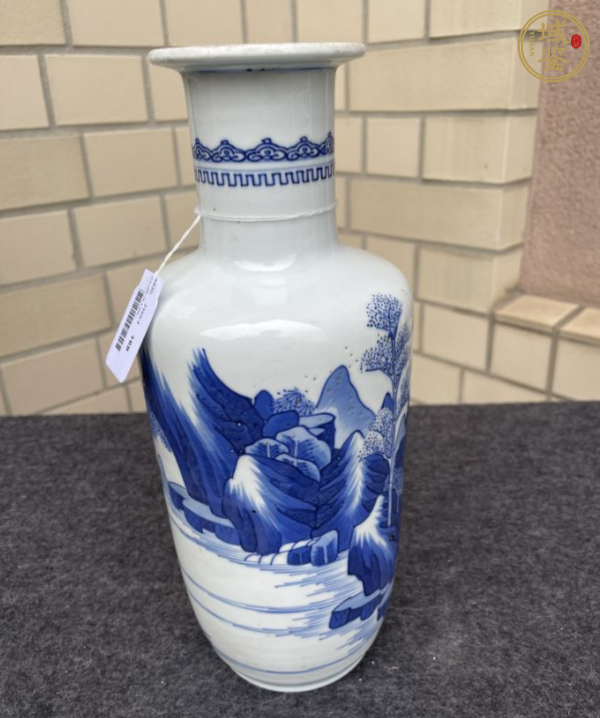 古玩陶瓷最好上手,清康熙青花山水高士圖棒槌瓶真品鑒賞圖