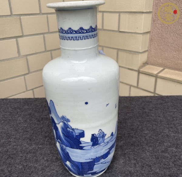 古玩陶瓷最好上手,清康熙青花山水高士圖棒槌瓶真品鑒賞圖