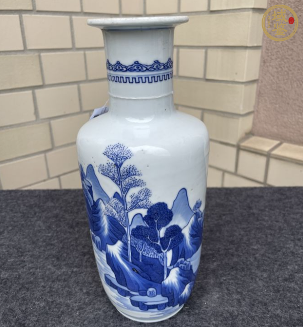 古玩陶瓷最好上手,清康熙青花山水高士圖棒槌瓶真品鑒賞圖