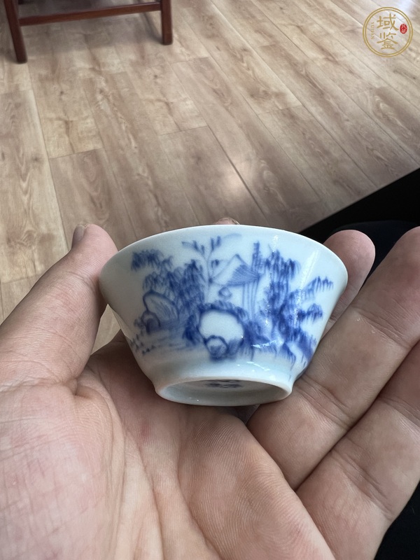 古玩陶瓷青花山水紋杯真品鑒賞圖