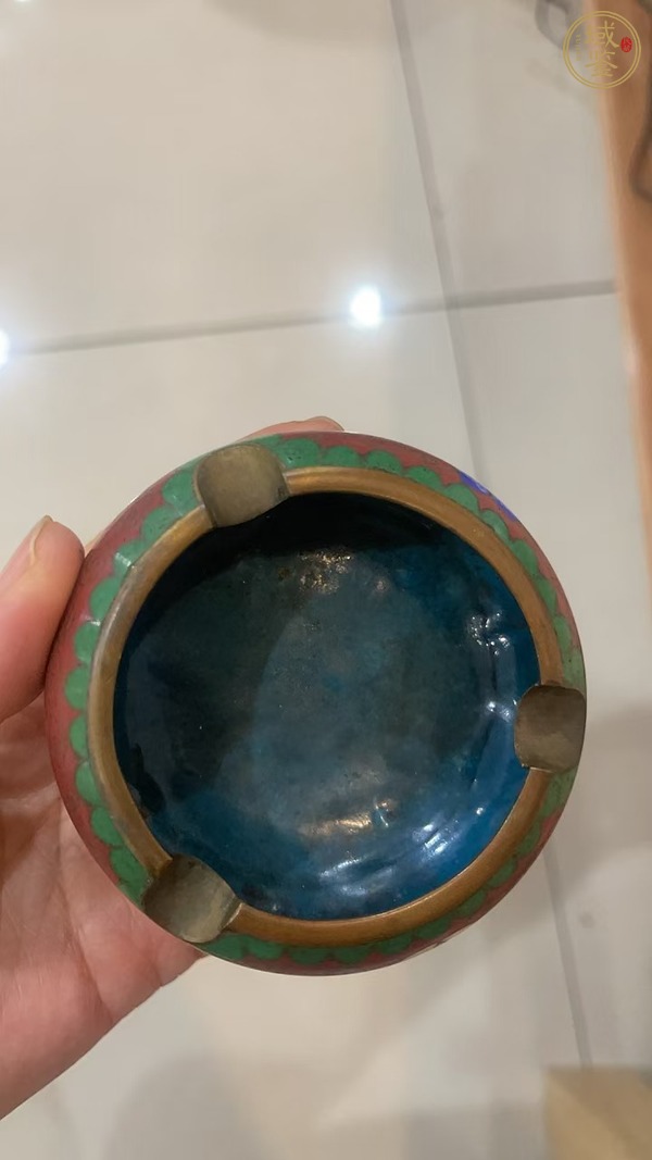 古玩銅器掐絲琺瑯煙灰缸真品鑒賞圖