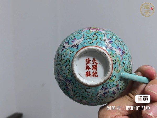 古玩陶瓷粉彩花卉紋杯一對(duì)真品鑒賞圖