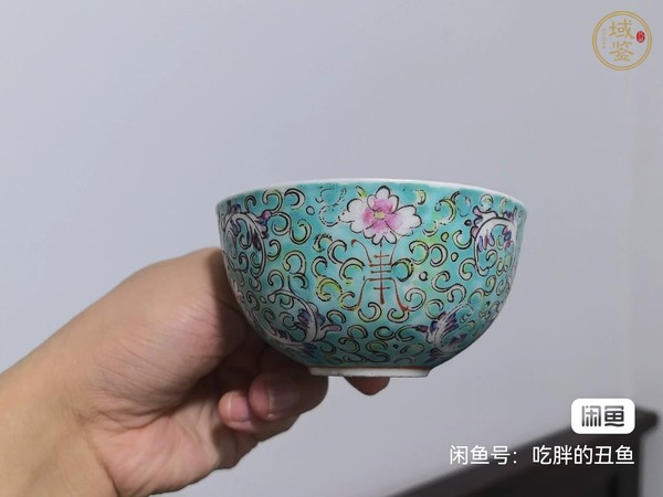 古玩陶瓷粉彩花卉紋杯一對(duì)真品鑒賞圖