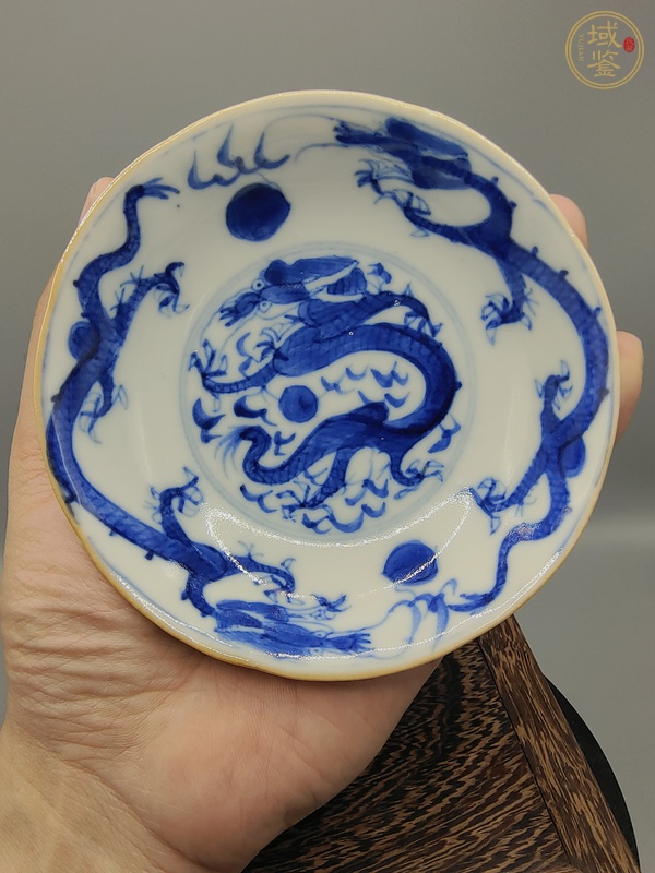 古玩陶瓷青花游龍紋花口洗真品鑒賞圖