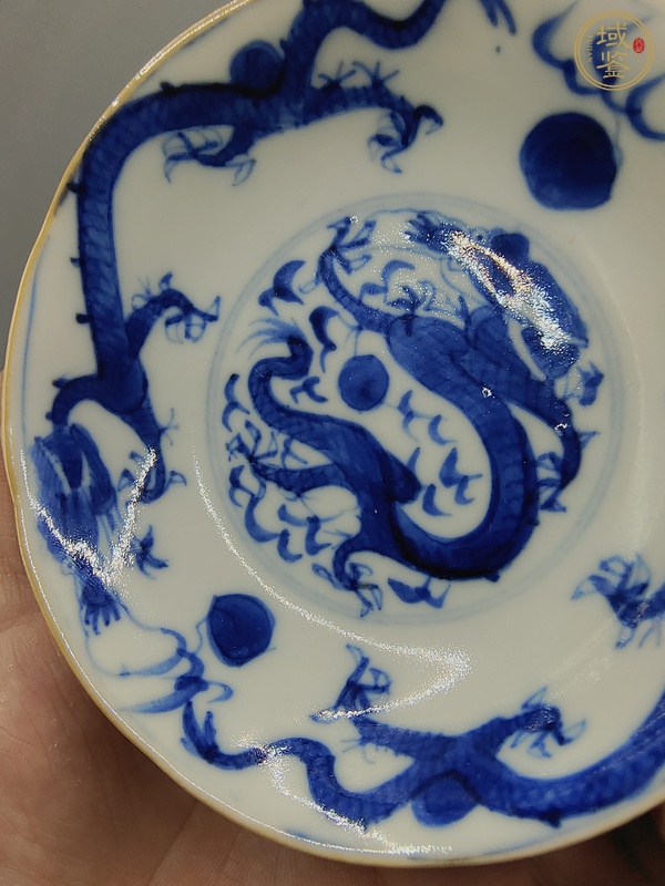 古玩陶瓷青花游龍紋花口洗真品鑒賞圖