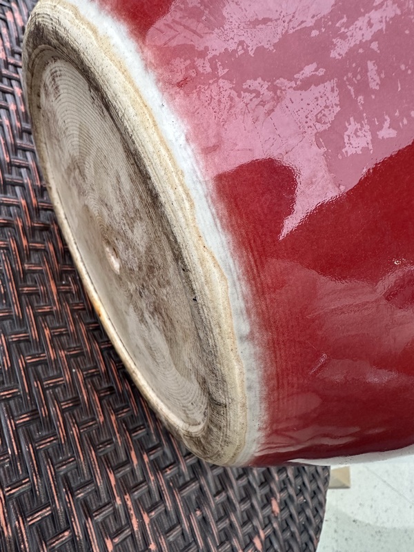 古玩陶瓷紅釉花盆拍賣(mài)，當(dāng)前價(jià)格2888元