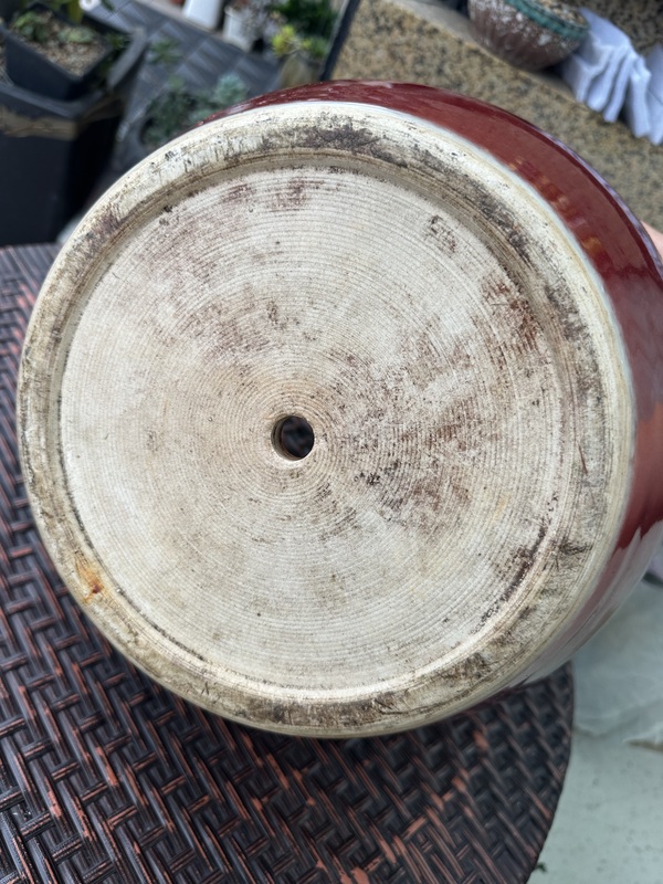 古玩陶瓷紅釉花盆拍賣(mài)，當(dāng)前價(jià)格2888元