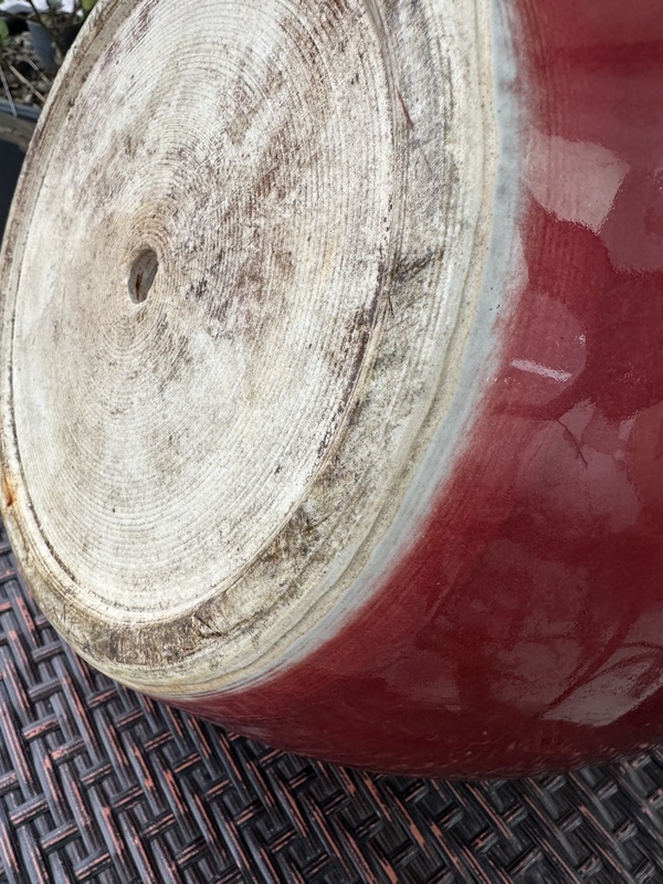 古玩陶瓷紅釉花盆拍賣(mài)，當(dāng)前價(jià)格2888元