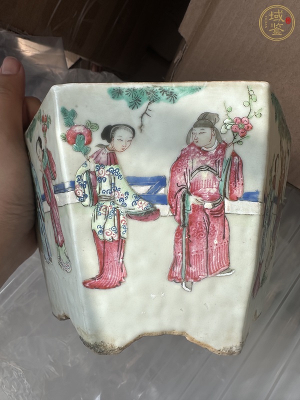 古玩陶瓷粉彩十二花神紋花盆真品鑒賞圖