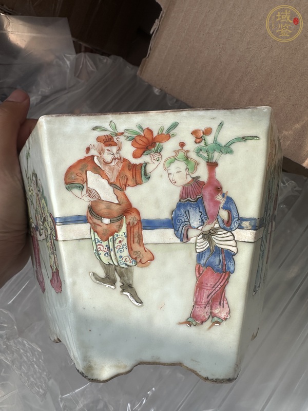 古玩陶瓷粉彩十二花神紋花盆真品鑒賞圖