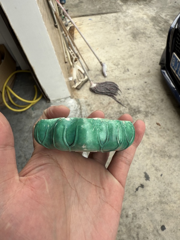 古玩陶瓷清中期松石綠釉荷型洗拍賣,當前價格1000元