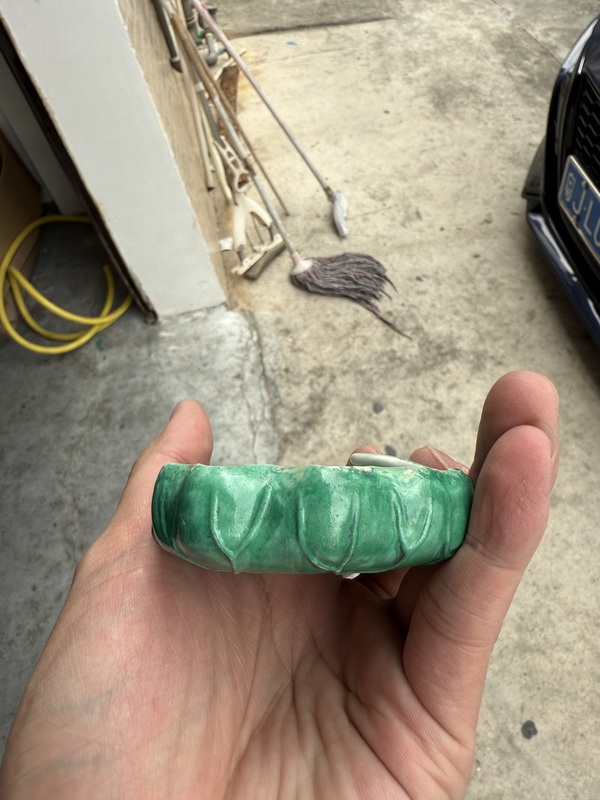 古玩陶瓷清中期松石綠釉荷型洗拍賣,當前價格1000元