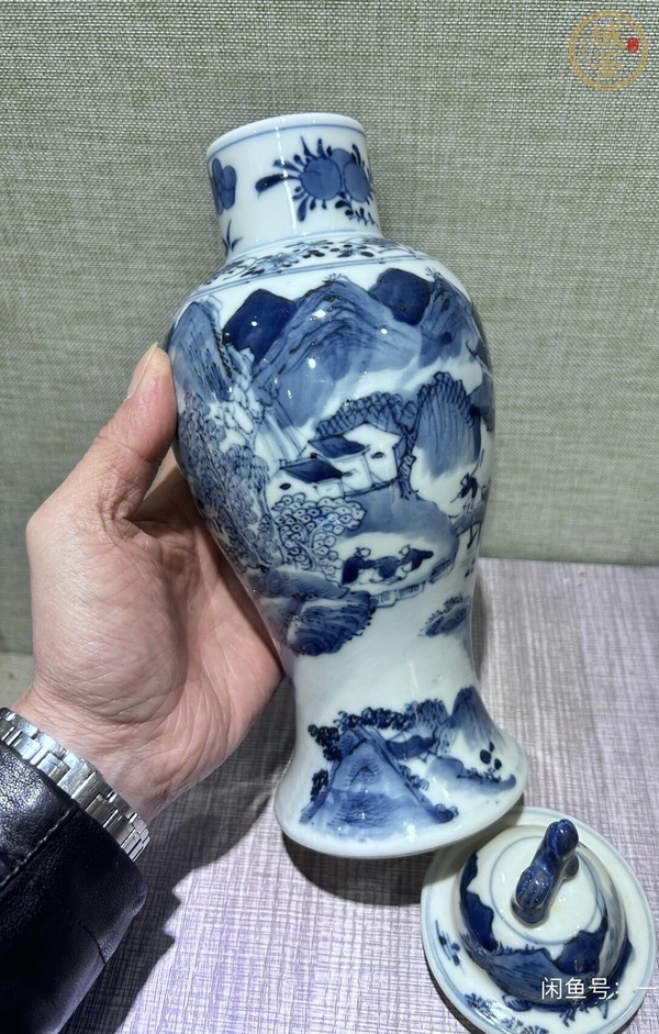 古玩陶瓷青花蓋瓶真品鑒賞圖