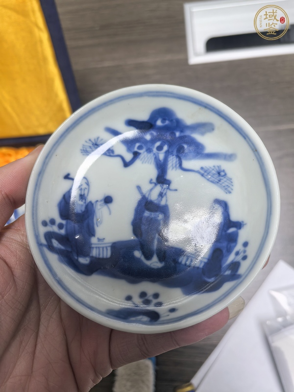 古玩陶瓷三星高照圖青花盤真品鑒賞圖