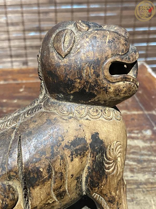 古玩雜項木雕獅子真品鑒賞圖