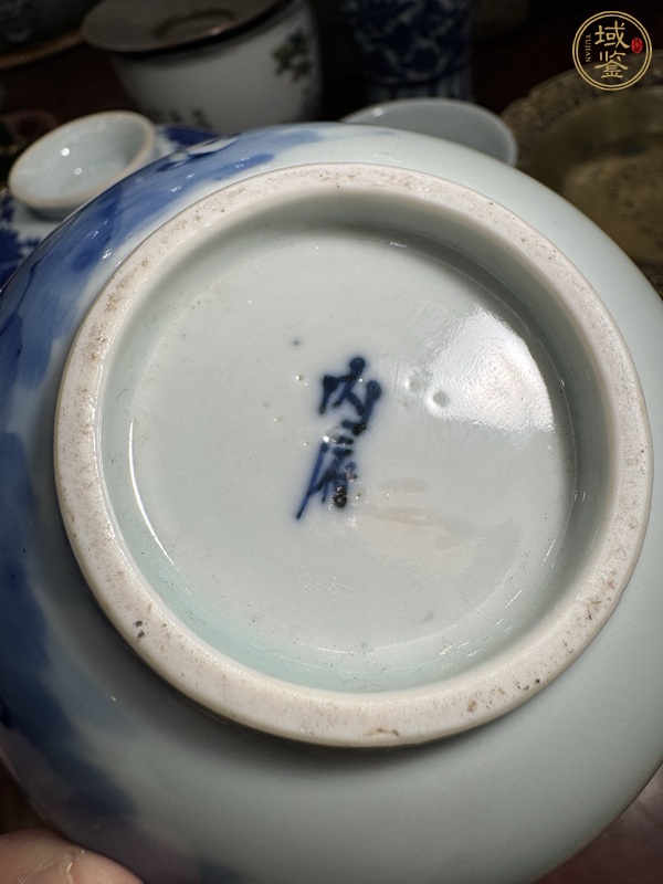 古玩陶瓷竹林七賢青花茶圓真品鑒賞圖