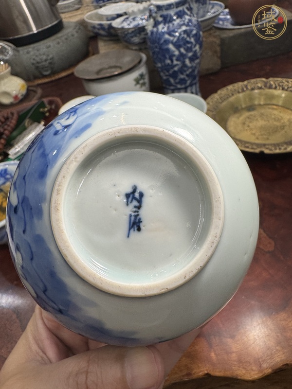 古玩陶瓷竹林七賢青花茶圓真品鑒賞圖