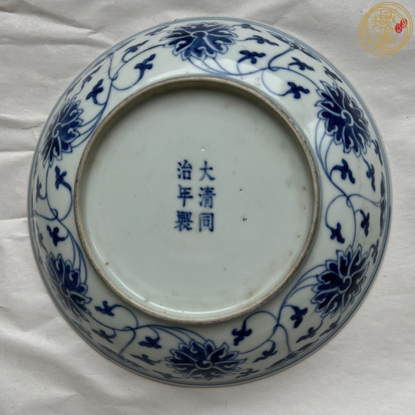 古玩陶瓷青花纏枝花卉紋盤一對(duì)真品鑒賞圖